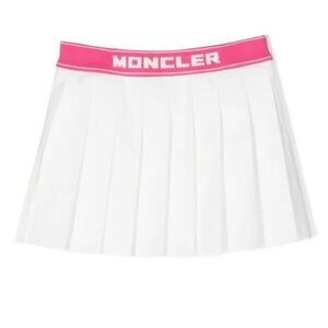 NWT Moncler Kids White Pleated Tennis Skirt with Pink Logo Waistband Brand New